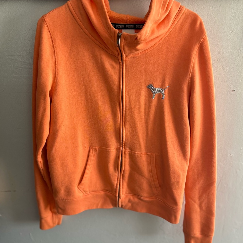 VS Pink Orange/Peach color Zip-Up Hoodie